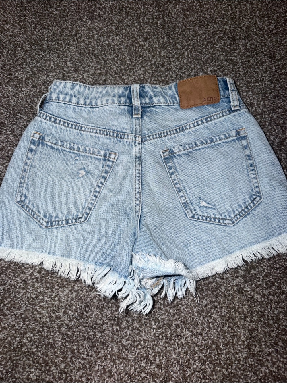 Aeropostale Faded Blue Distressed High-Rise Denim Shorts - Picture 3 of 4